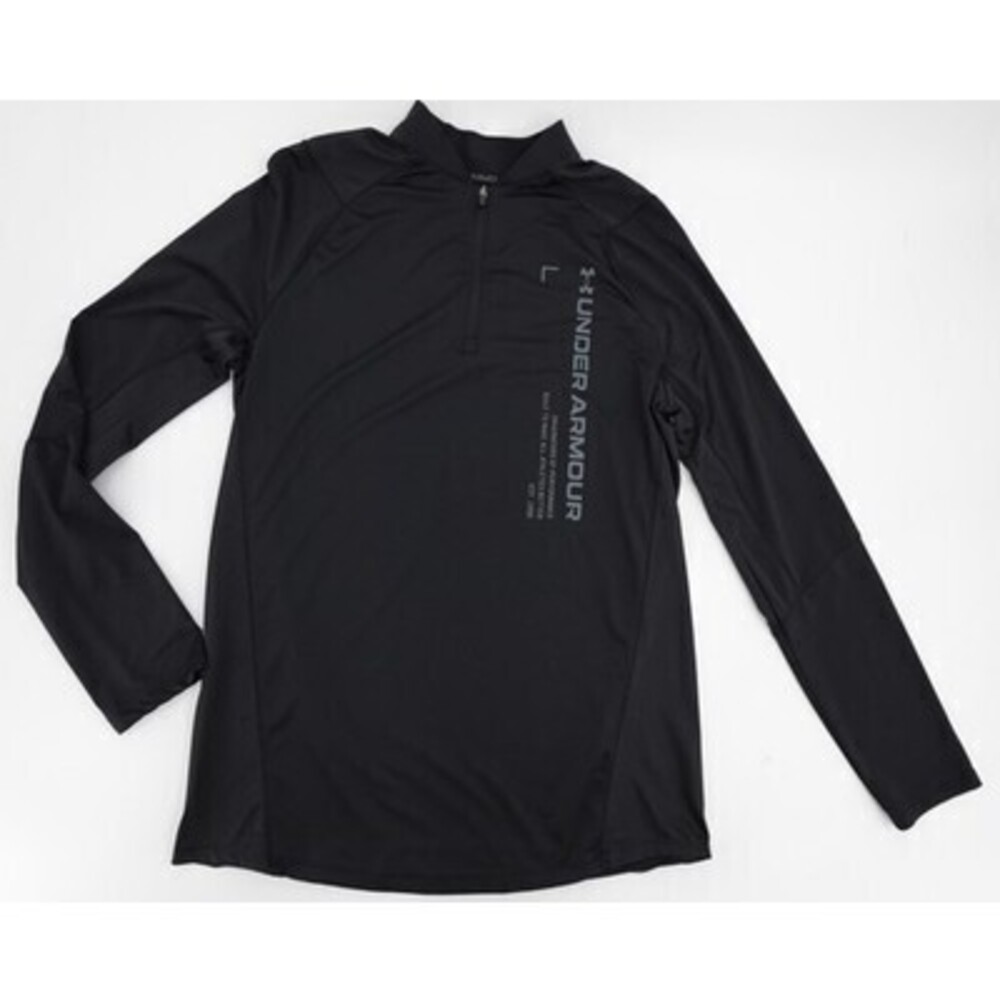 Under Armour Shirt Mens Medium Black HeatGear Quarter Zip Pullover Athletic